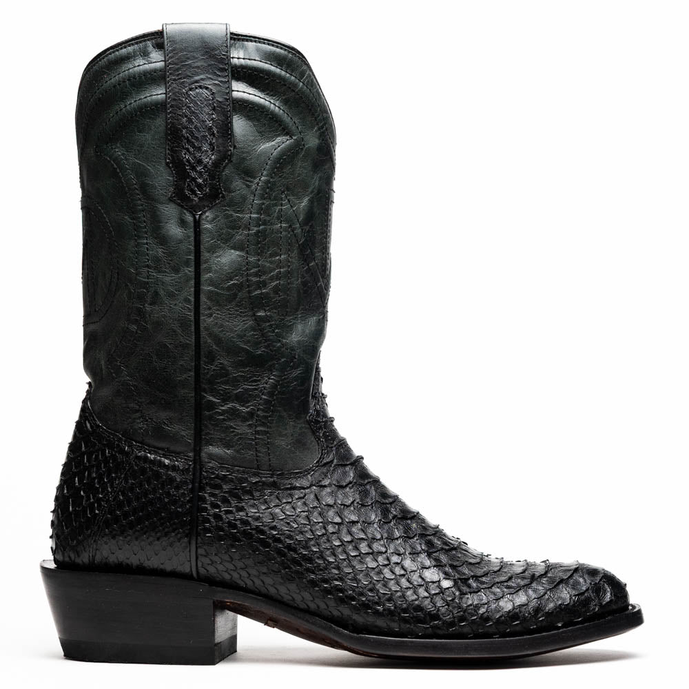 Marco Di Milano Kansas Python Round Toe Cowboy Boot Black