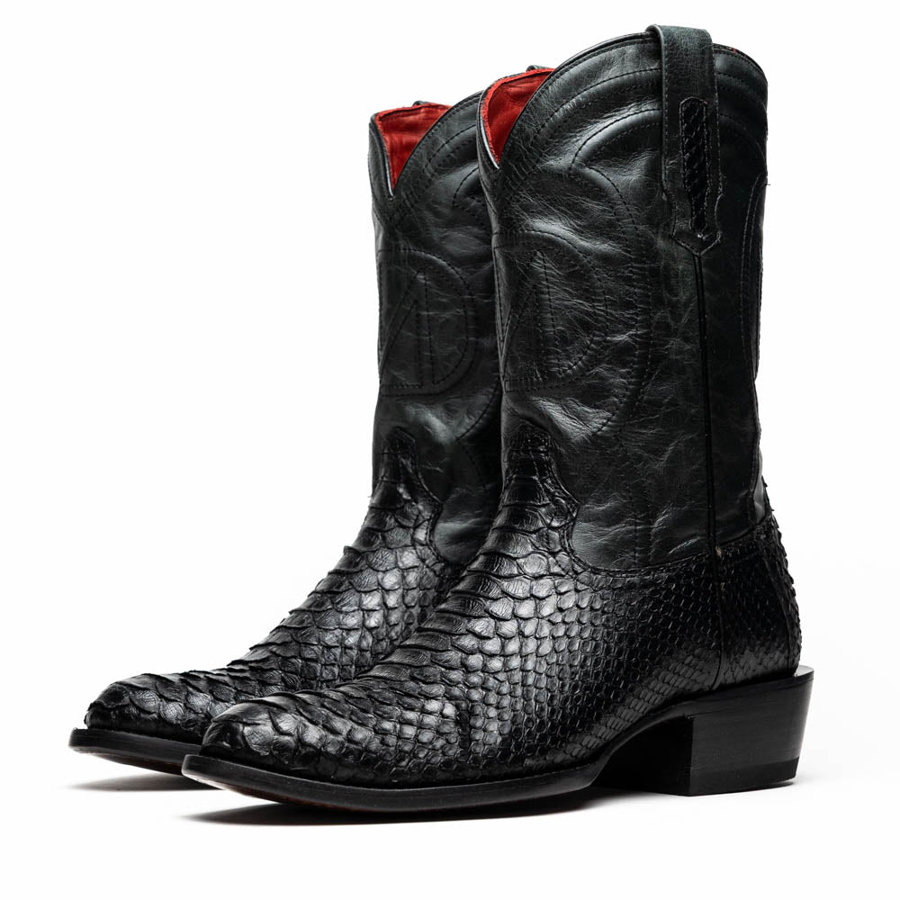 Marco Di Milano Kansas Python Round Toe Cowboy Boot Black