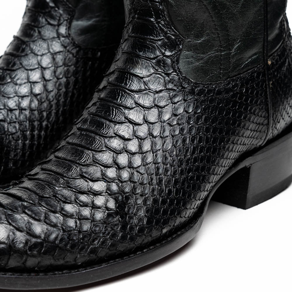 Marco Di Milano Kansas Python Round Toe Cowboy Boot Black