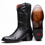 Marco Di Milano Kansas Python Round Toe Cowboy Boot Black