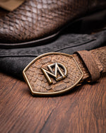Marco Di Milano Kansas Python Round Toe Cowboy Boot Brown