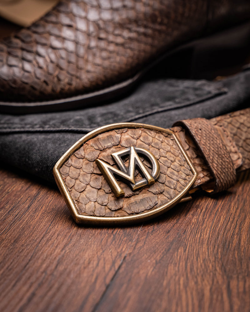 Marco Di Milano Kansas Python Round Toe Cowboy Boot Brown