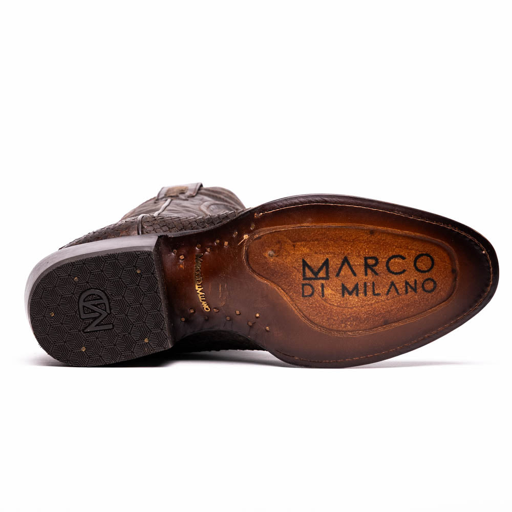 Marco Di Milano Kansas Python Round Toe Cowboy Boot Brown