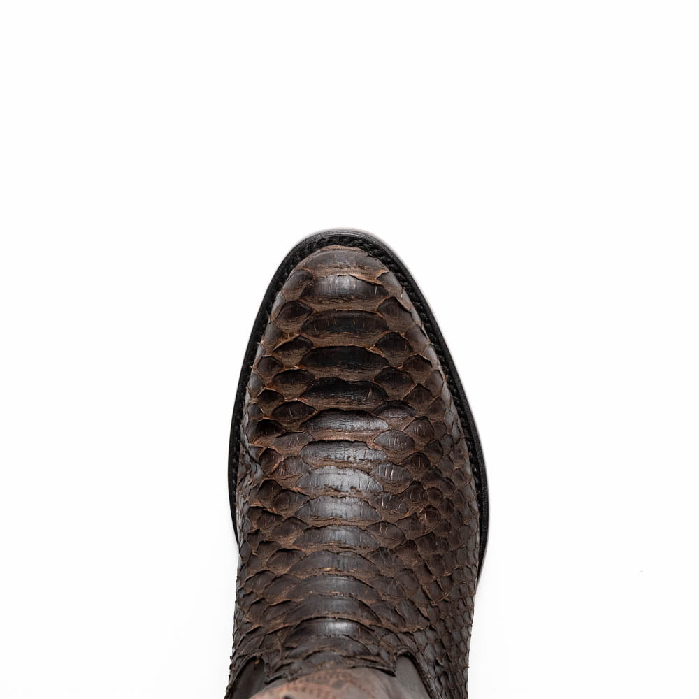 Marco Di Milano Kansas Python Round Toe Cowboy Boot Brown