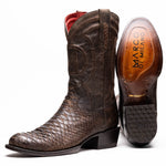 Marco Di Milano Kansas Python Round Toe Cowboy Boot Brown