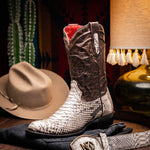 Marco Di Milano Kansas Python Round Toe Cowboy Boot Natural
