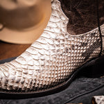 Marco Di Milano Kansas Python Round Toe Cowboy Boot Natural