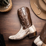 Marco Di Milano Kansas Python Round Toe Cowboy Boot Natural