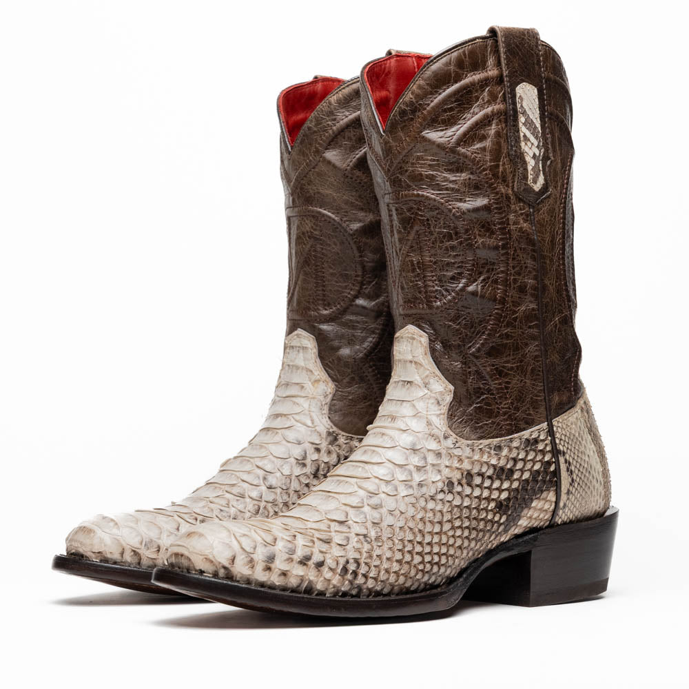 Marco Di Milano Kansas Python Round Toe Cowboy Boot Natural
