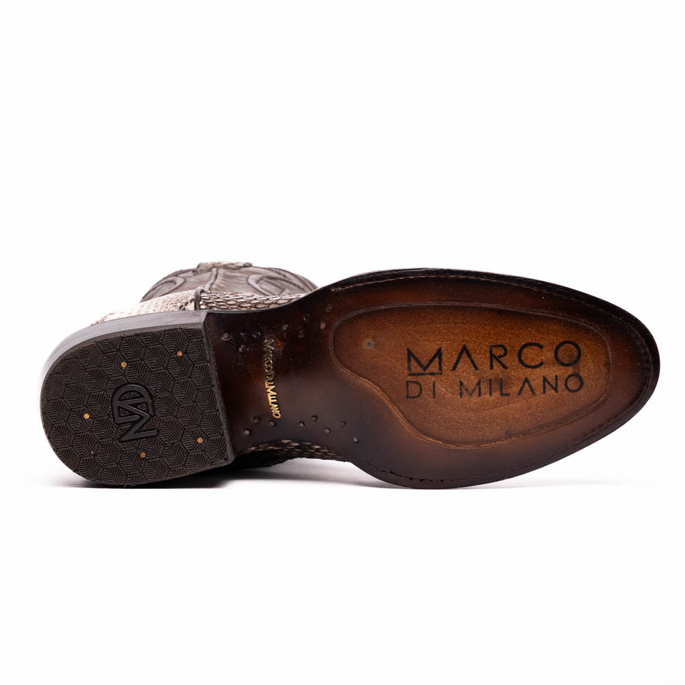 Marco Di Milano Kansas Python Round Toe Cowboy Boot Natural