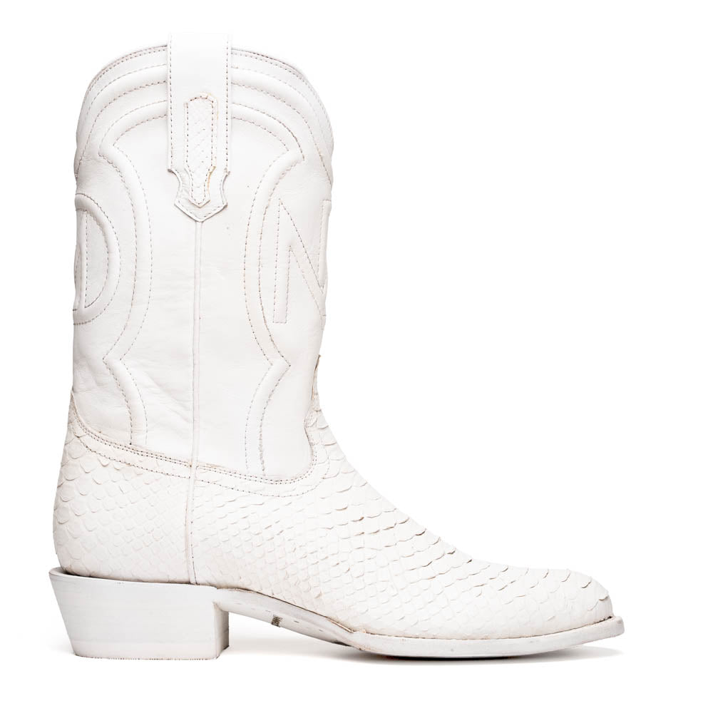 Marco Di Milano Kansas Python Round Toe Cowboy Boot White