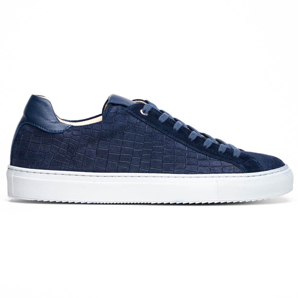 Zelli Kobe Crocodile Embossed Suede Sneaker Navy (66-266-NVY)