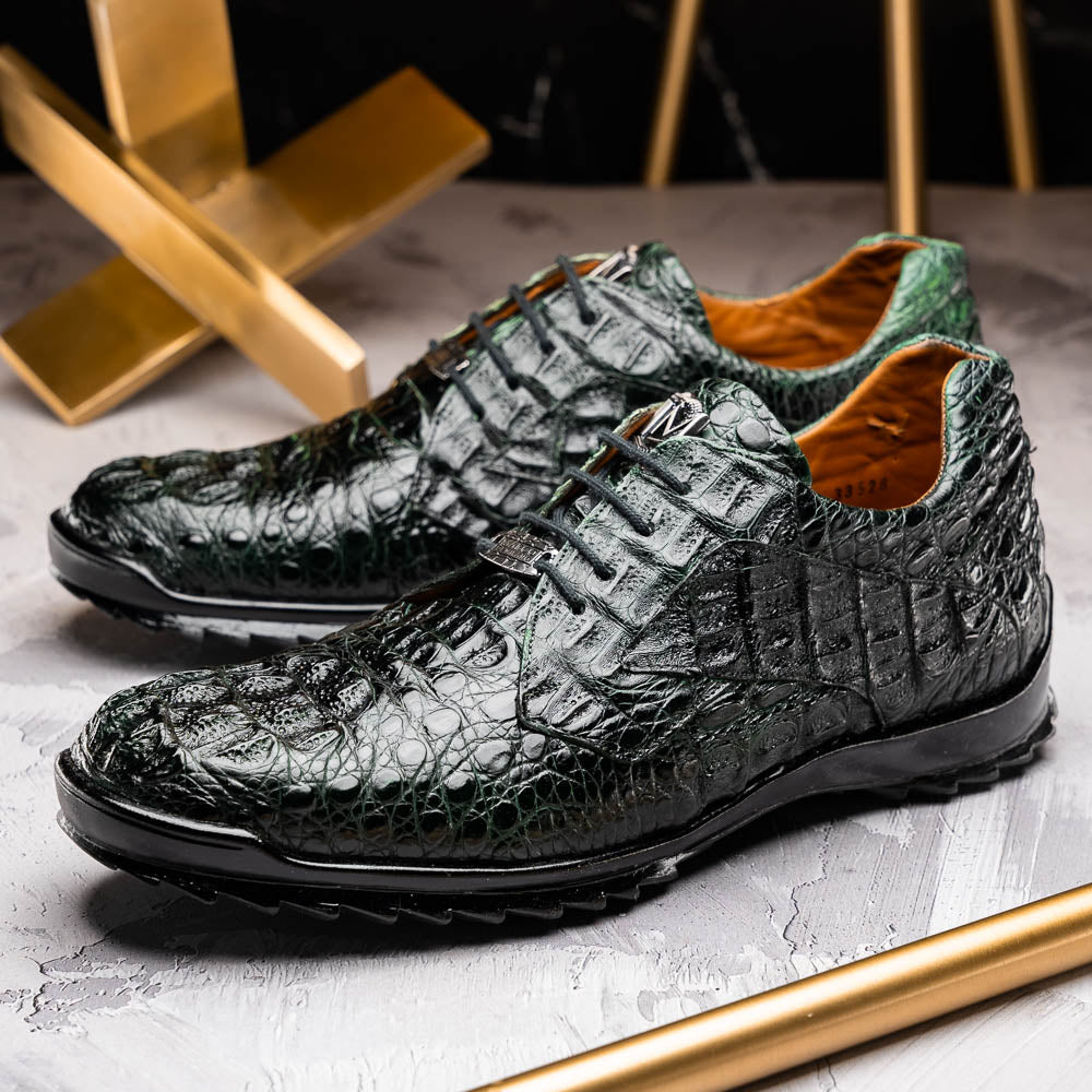 Marco Di Milano Kratos Caiman Crocodile Sneaker Forest Green