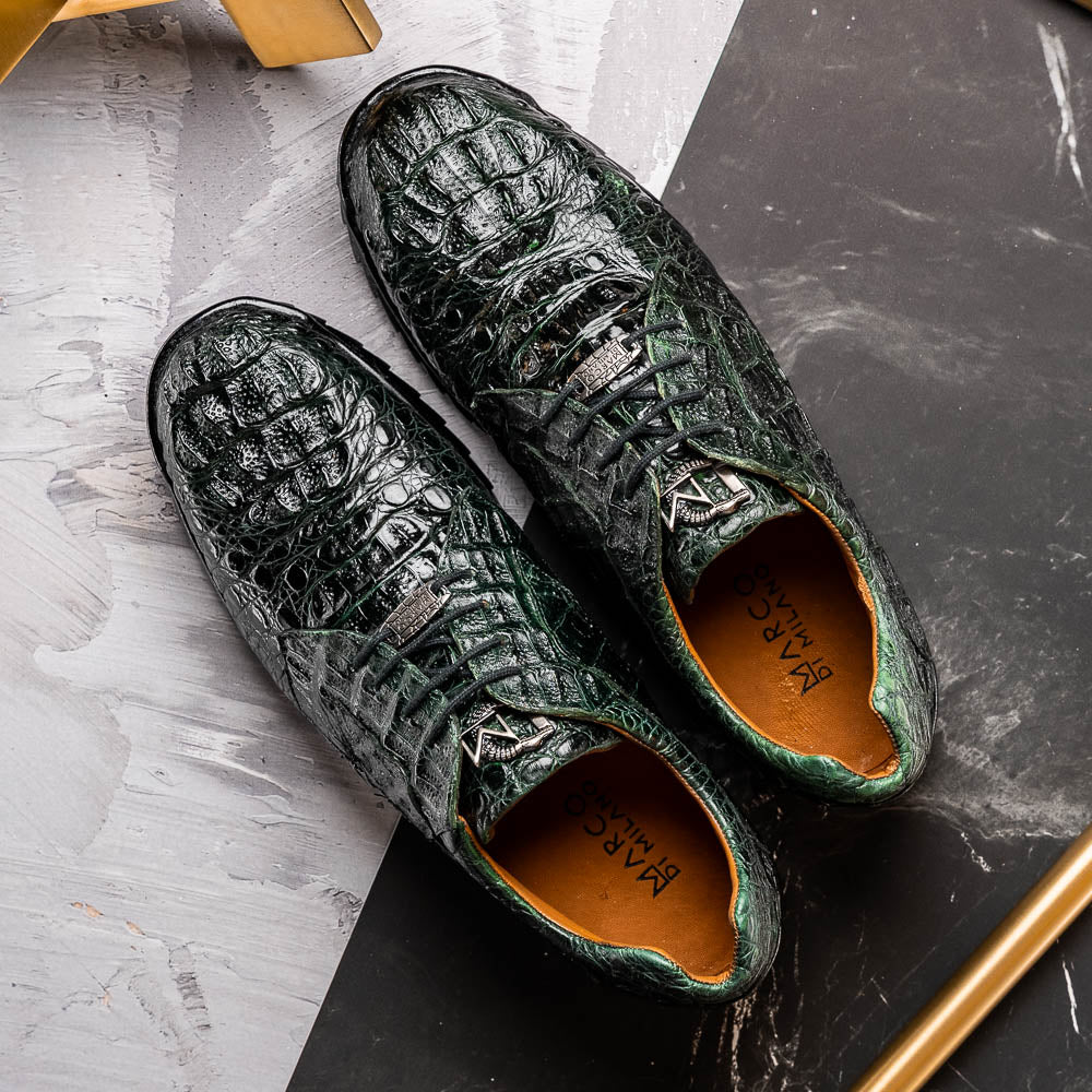 Marco Di Milano Kratos Caiman Crocodile Sneaker Forest Green