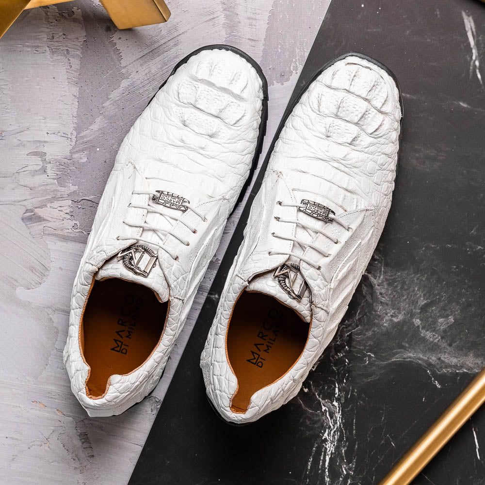 Marco Di Milano Kratos Caiman Crocodile Sneaker White