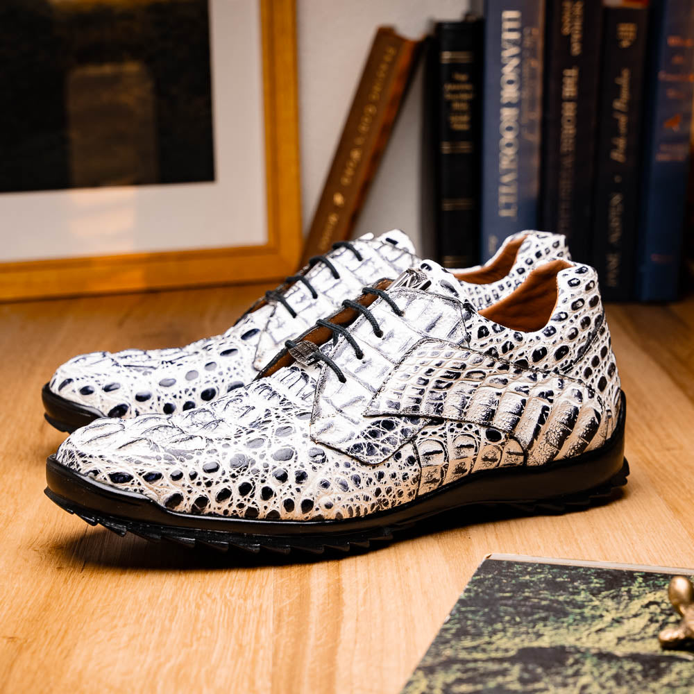 Marco Di Milano Kratos Caiman Crocodile Sneaker Newspaper