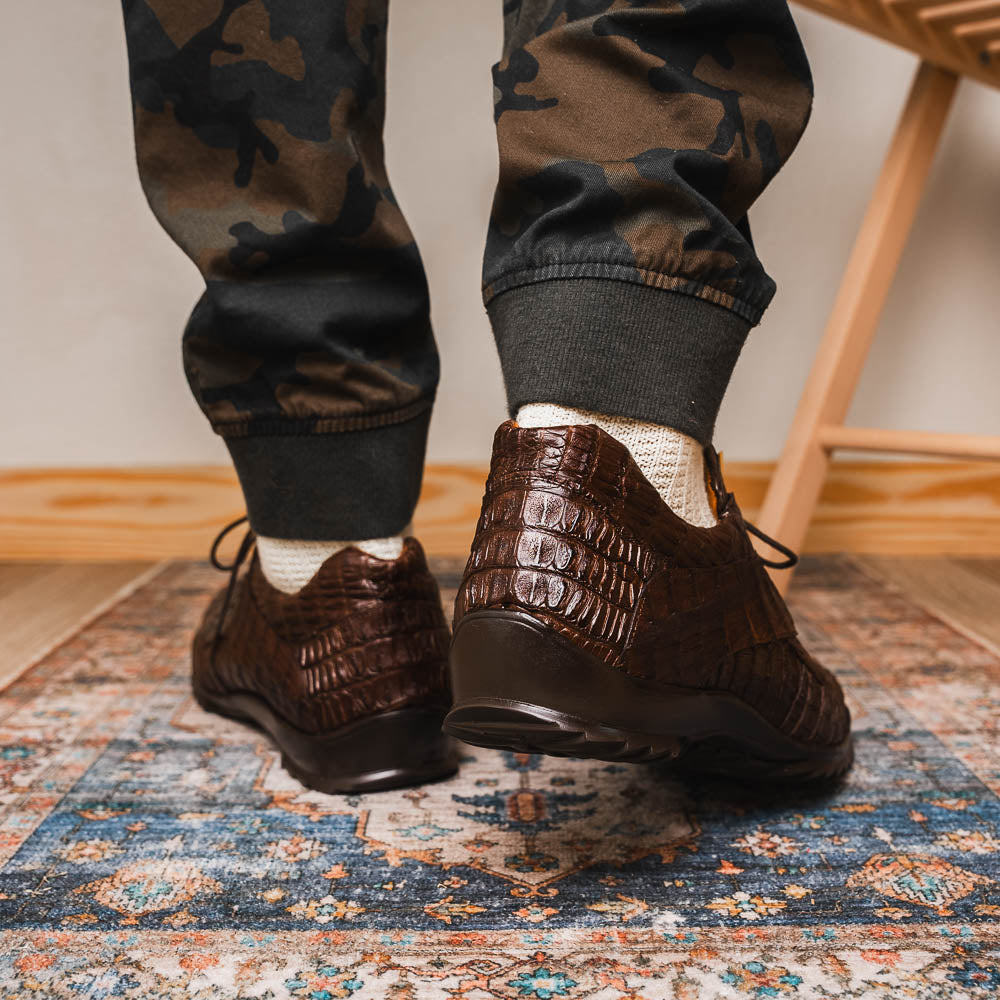 Marco Di Milano Kratos Caiman Crocodile Sneaker Brown