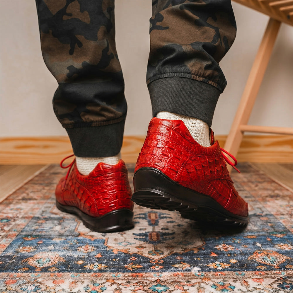 Marco Di Milano Kratos Caiman Crocodile Sneaker Red