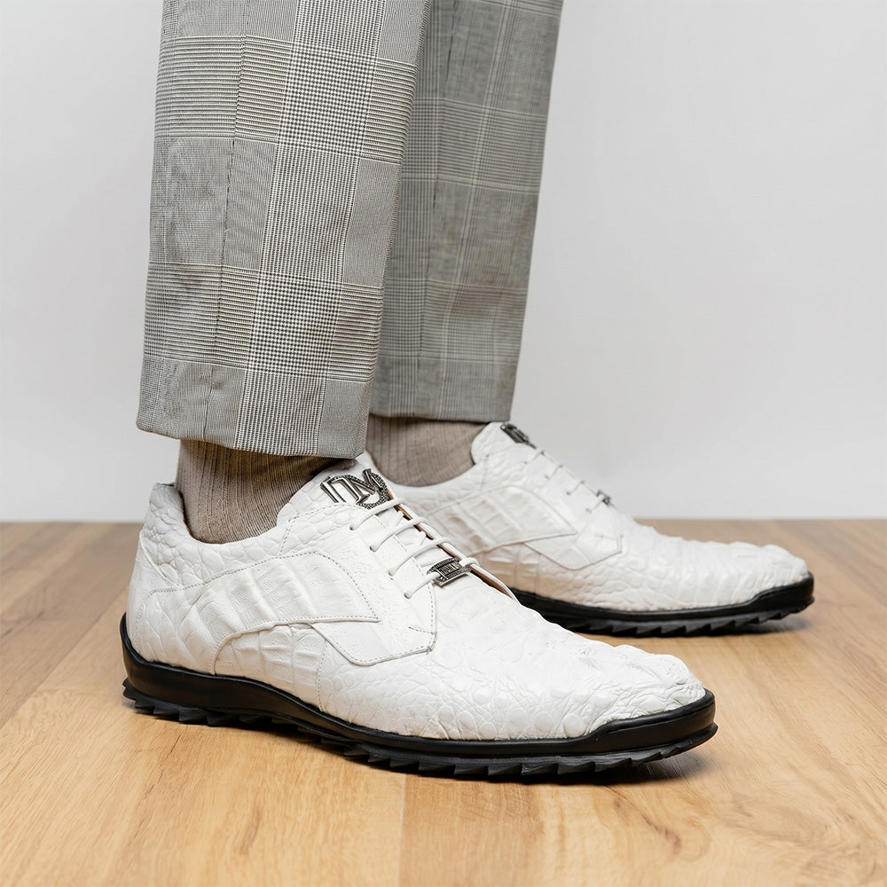 Marco Di Milano Kratos Caiman Crocodile Sneaker White