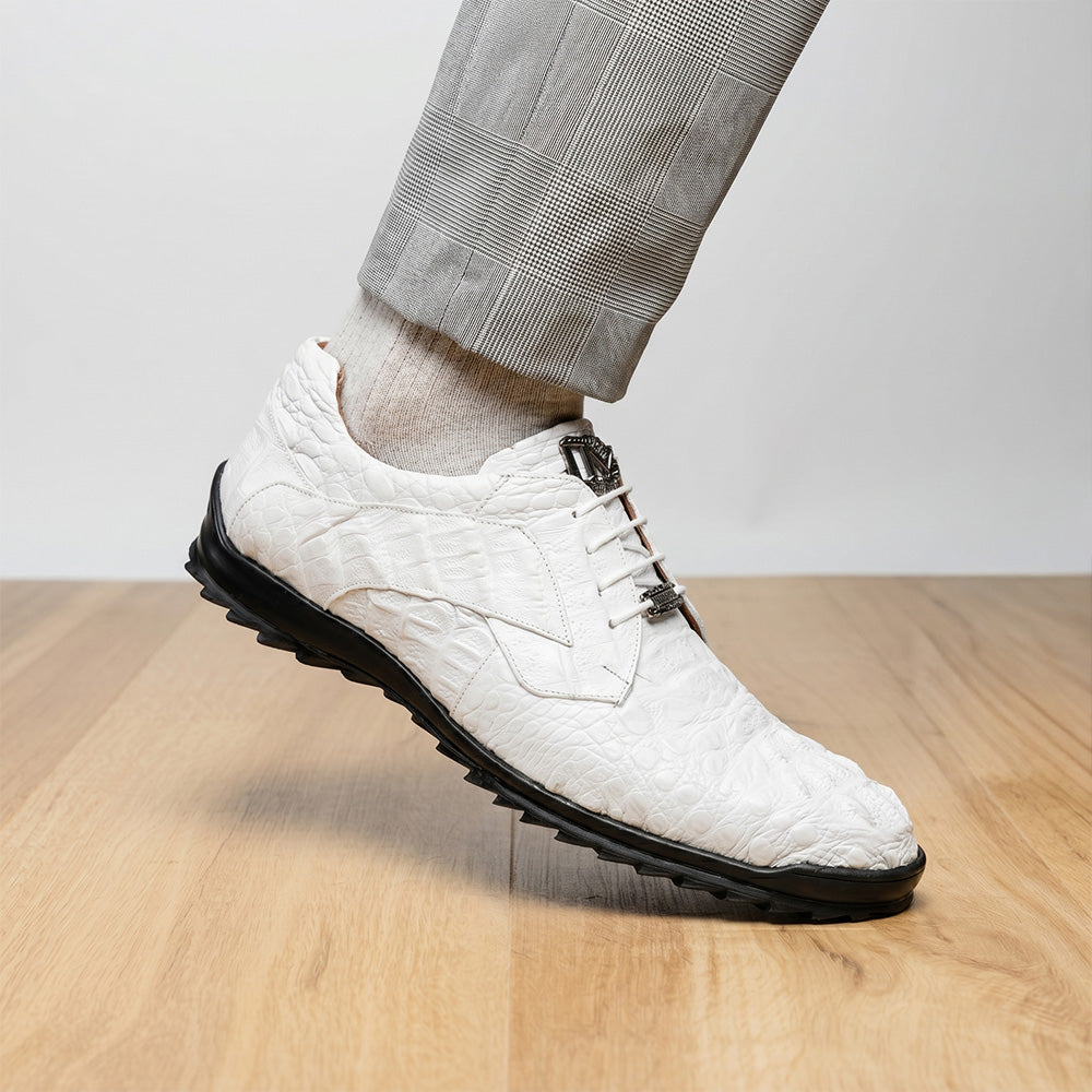 Marco Di Milano Kratos Caiman Crocodile Sneaker White