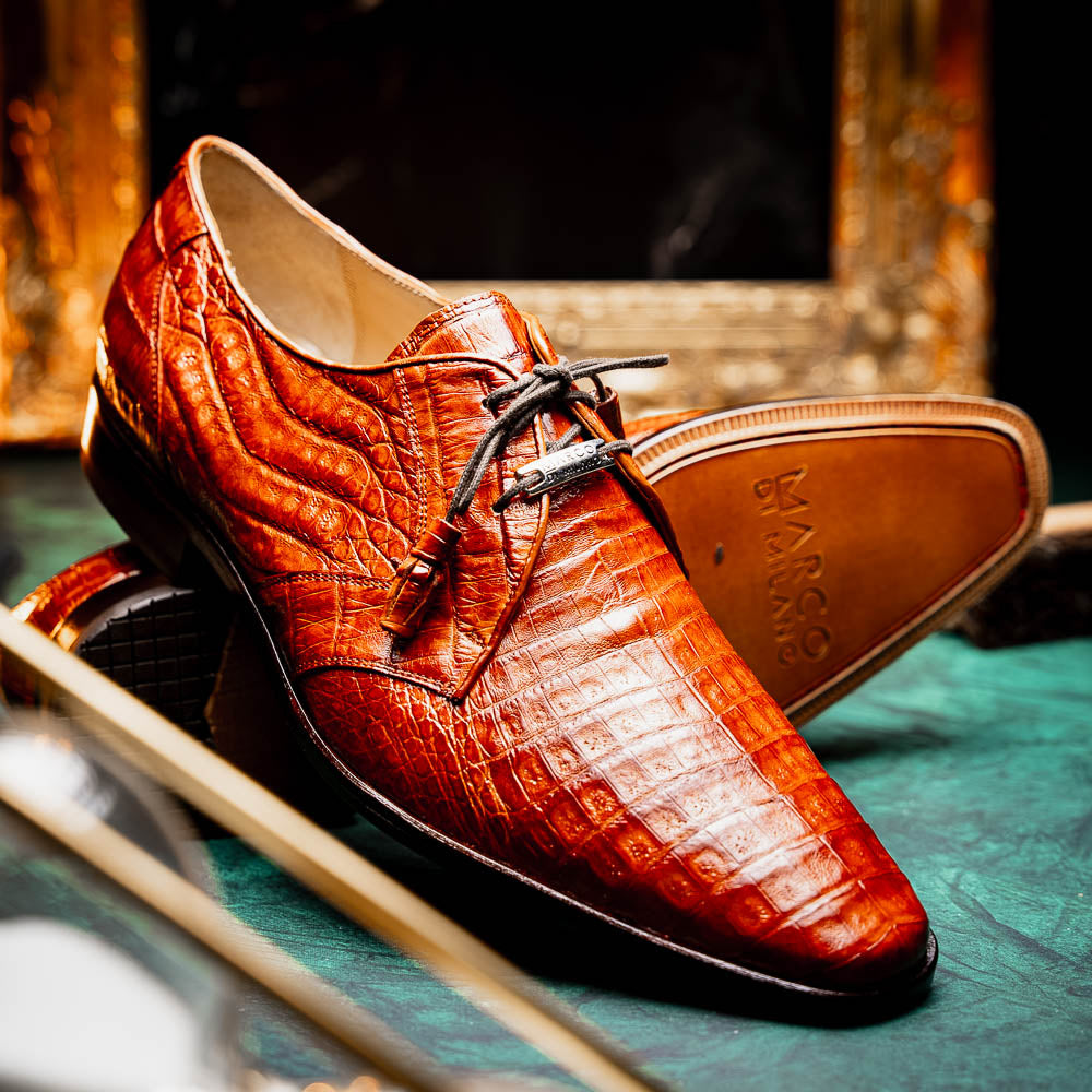 Marco Di Milano Lacio Caiman Crocodile Derby Brandy