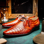 Marco Di Milano Lacio Caiman Crocodile Derby Brandy