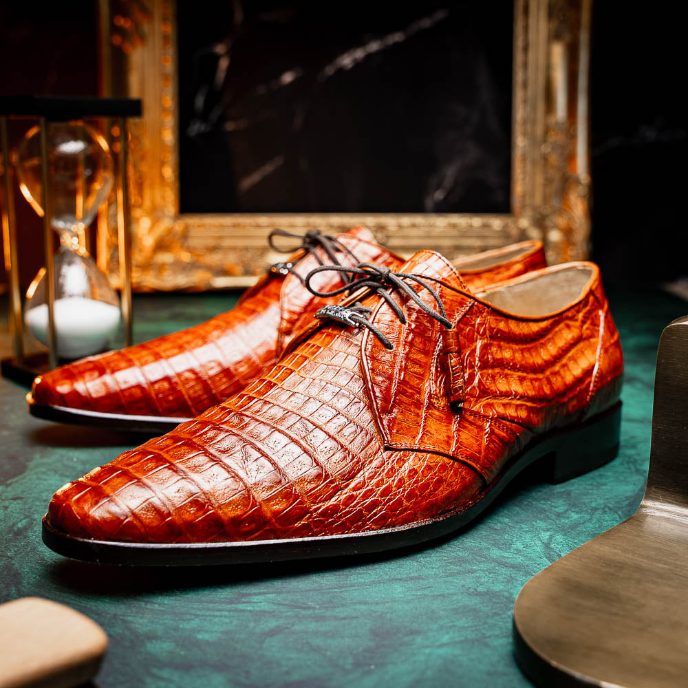 Marco Di Milano Lacio Caiman Crocodile Derby Brandy