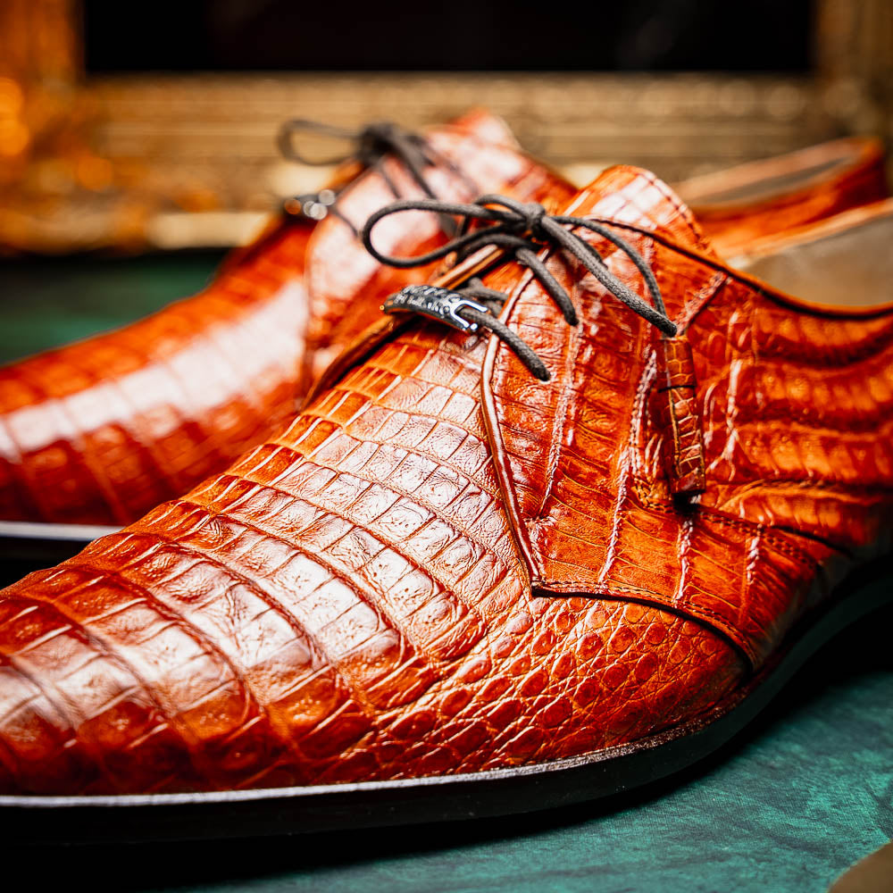 Marco Di Milano Lacio Caiman Crocodile Derby Brandy