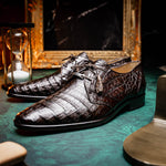 Marco Di Milano Lacio Caiman Crocodile Derby Brown
