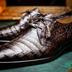 Marco Di Milano Lacio Caiman Crocodile Derby Brown