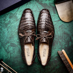 Marco Di Milano Lacio Caiman Crocodile Derby Brown