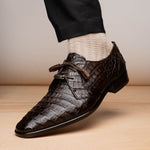 Marco Di Milano Lacio Caiman Crocodile Derby Brown