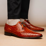 Marco Di Milano Lacio Caiman Crocodile Derby Brandy