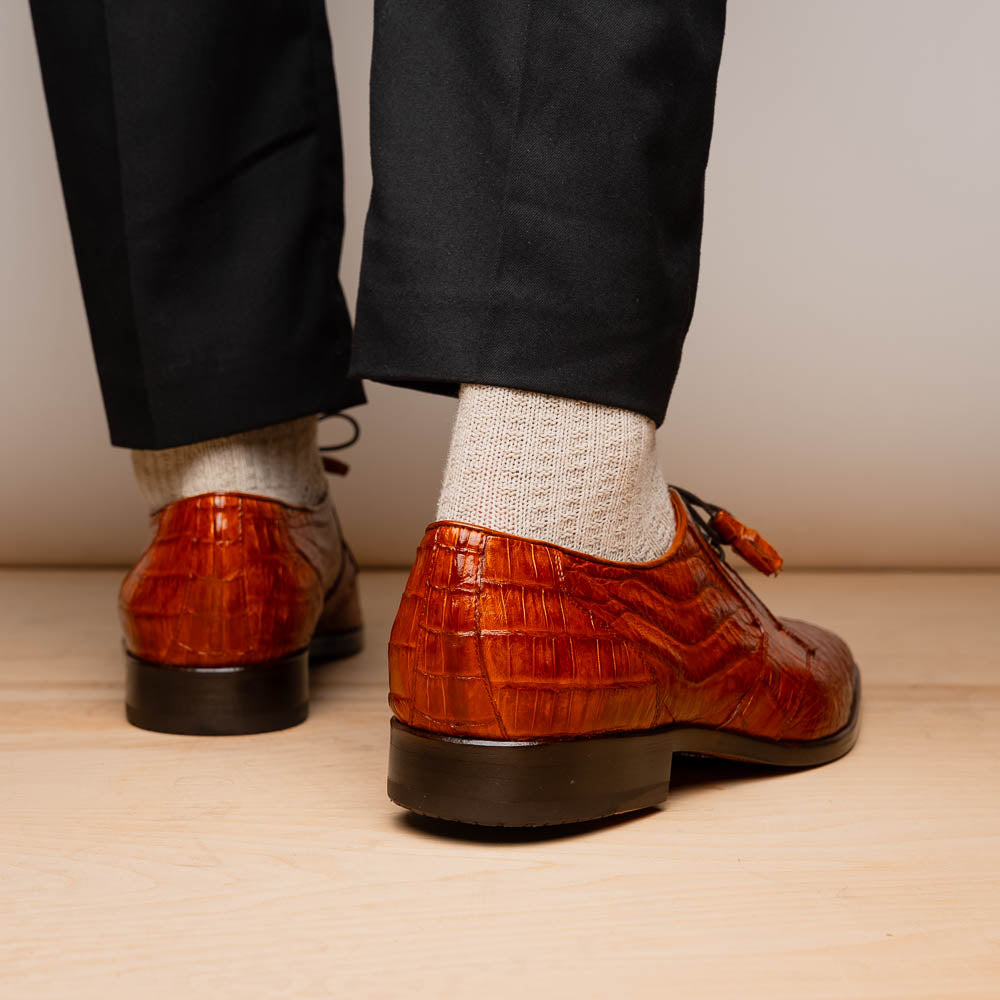 Marco Di Milano Lacio Caiman Crocodile Derby Brandy