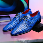 Marco Di Milano Lacio Caiman Crocodile Derby Electric Blue