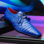 Marco Di Milano Lacio Caiman Crocodile Derby Electric Blue
