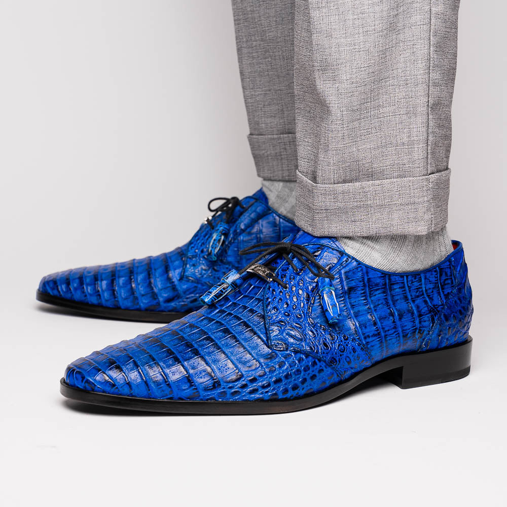 Marco Di Milano Lacio Caiman Crocodile Derby Electric Blue