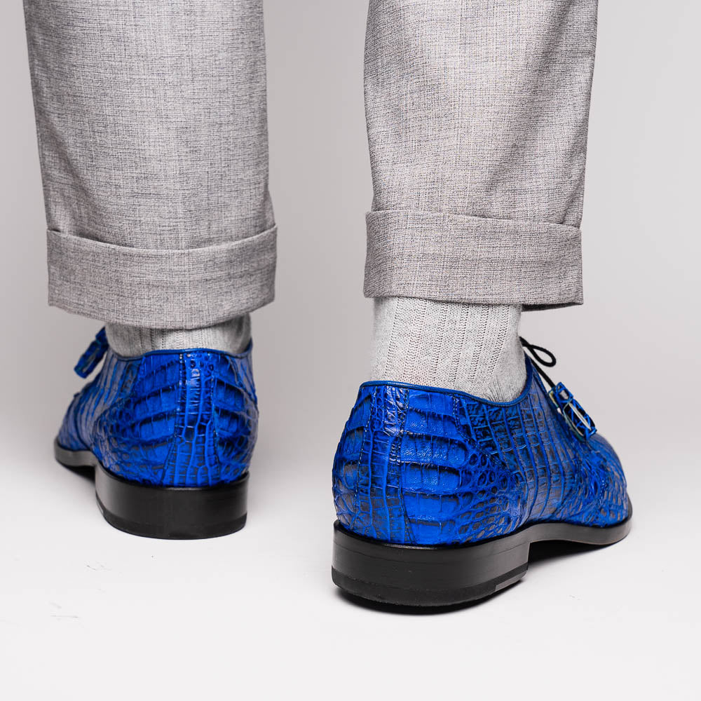 Marco Di Milano Lacio Caiman Crocodile Derby Electric Blue