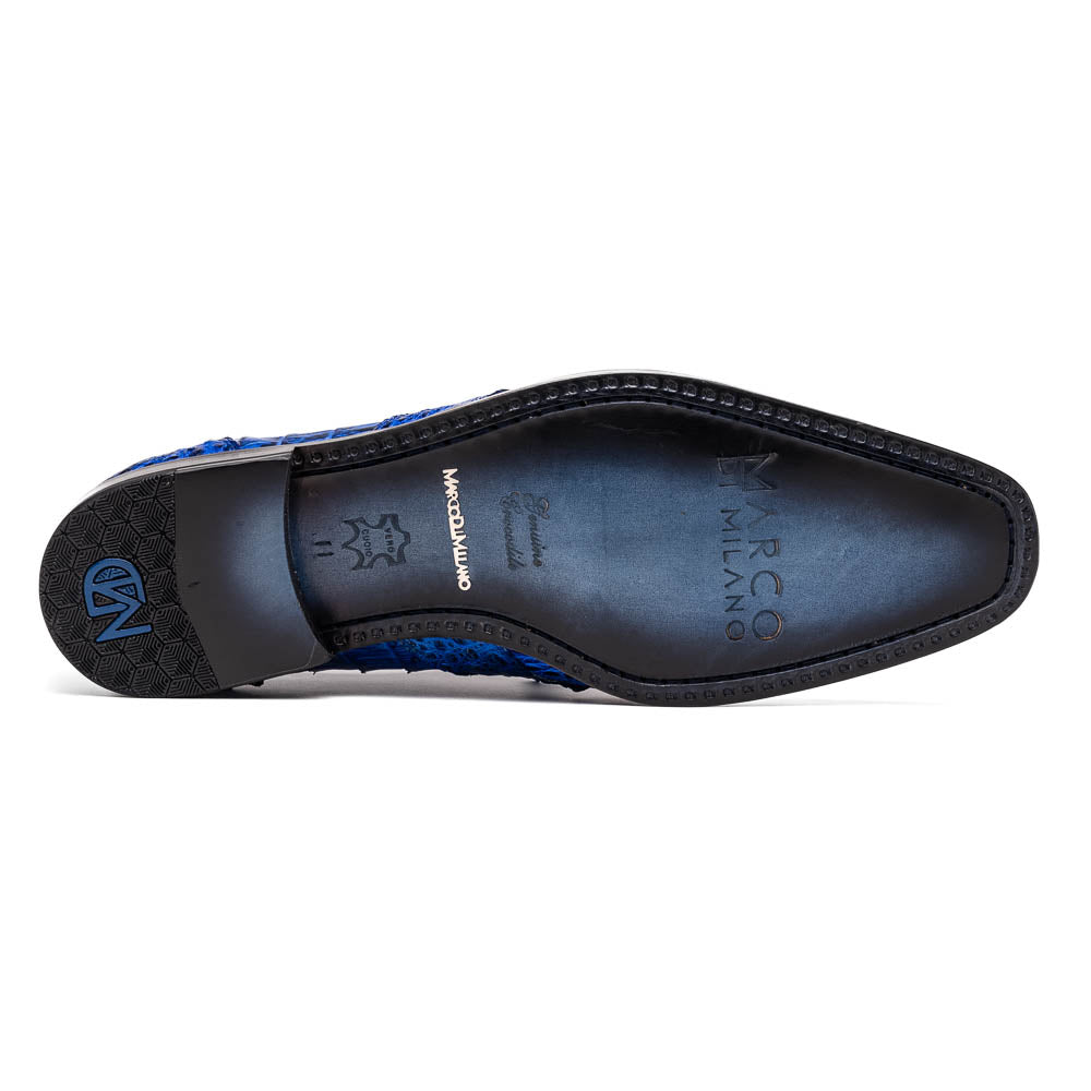 Marco Di Milano Lacio Caiman Crocodile Derby Electric Blue