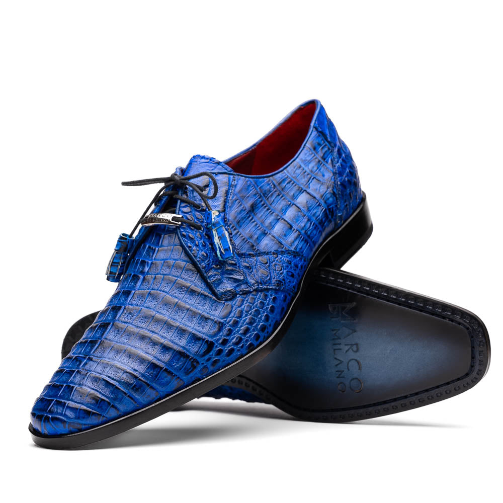 Marco Di Milano Lacio Caiman Crocodile Derby Electric Blue