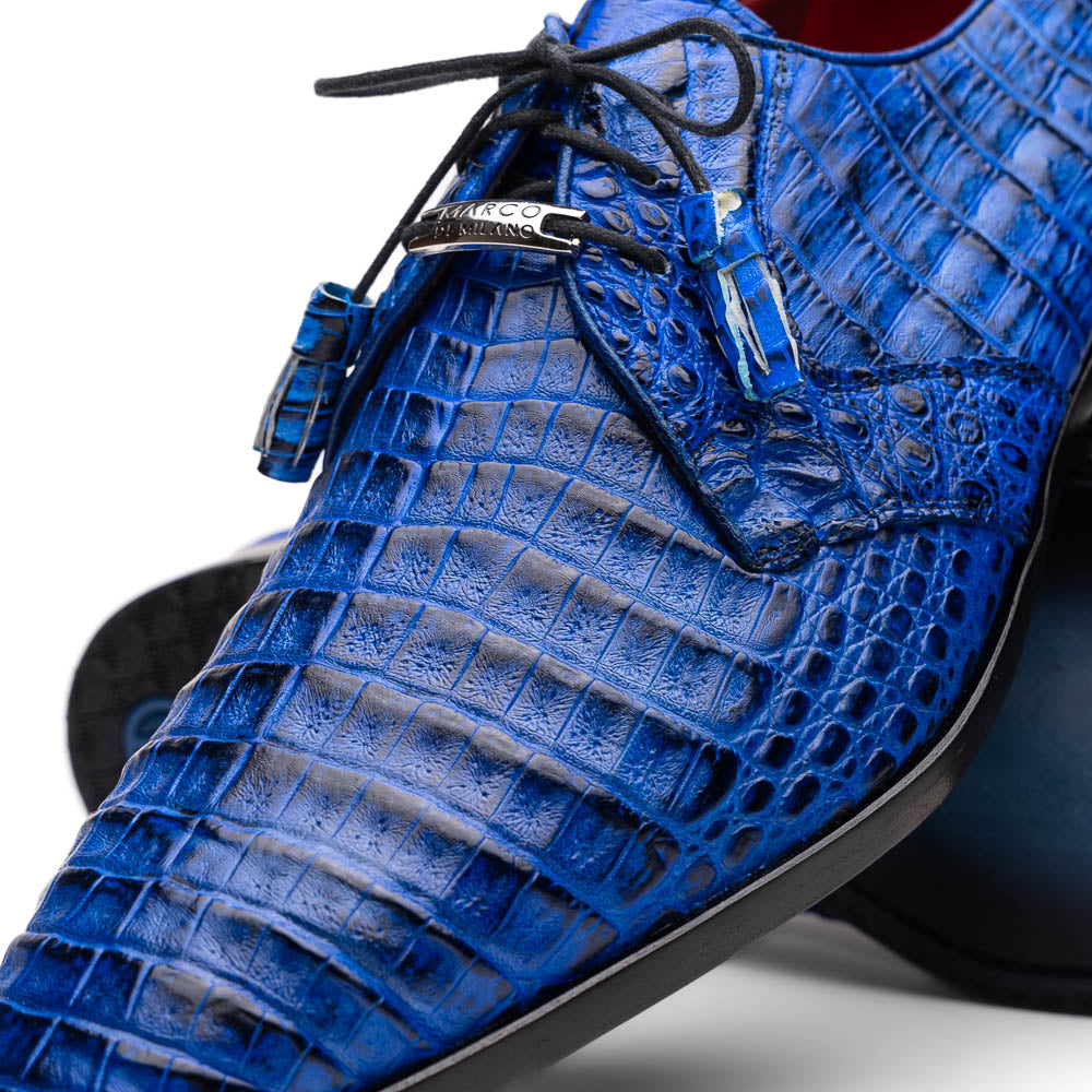 Marco Di Milano Lacio Caiman Crocodile Derby Electric Blue