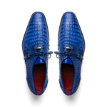 Marco Di Milano Lacio Caiman Crocodile Derby Electric Blue