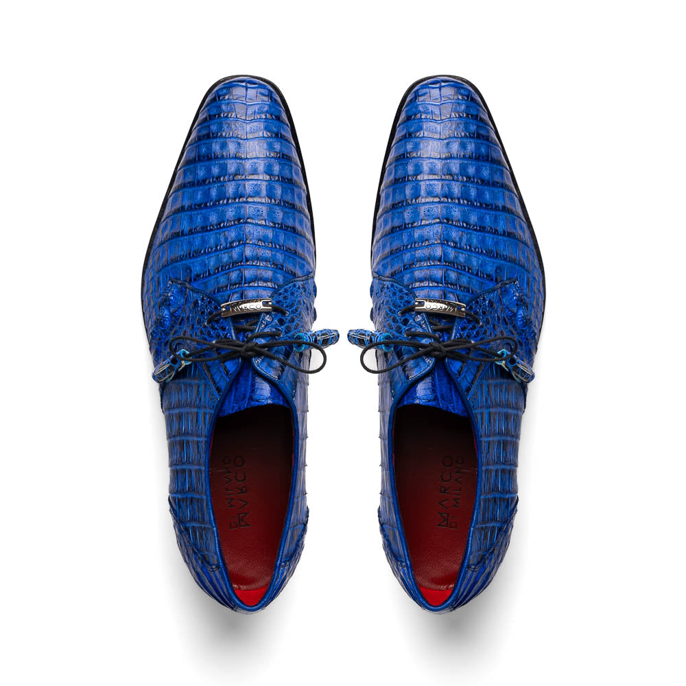 Marco Di Milano Lacio Caiman Crocodile Derby Electric Blue