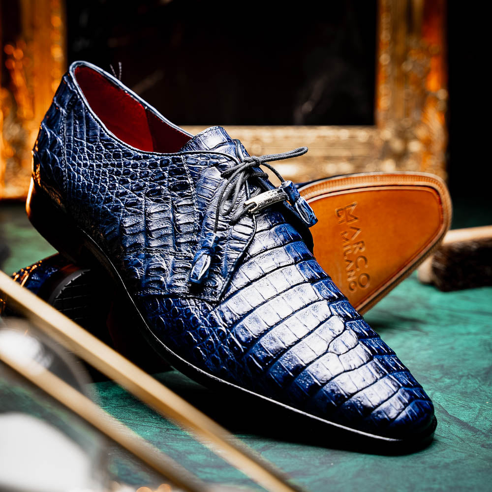 Marco Di Milano Lacio Caiman Crocodile Derby Navy