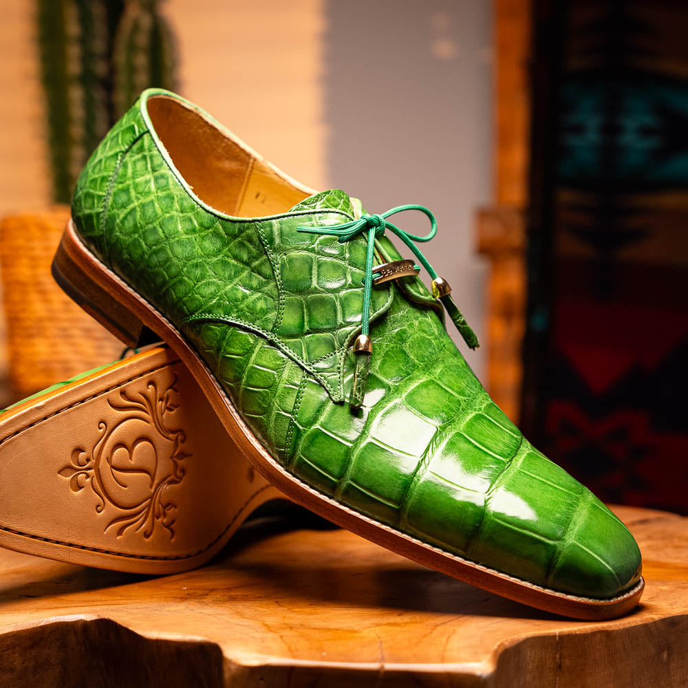 Belvedere Lago Genuine American Alligator Shoes Pistacchio