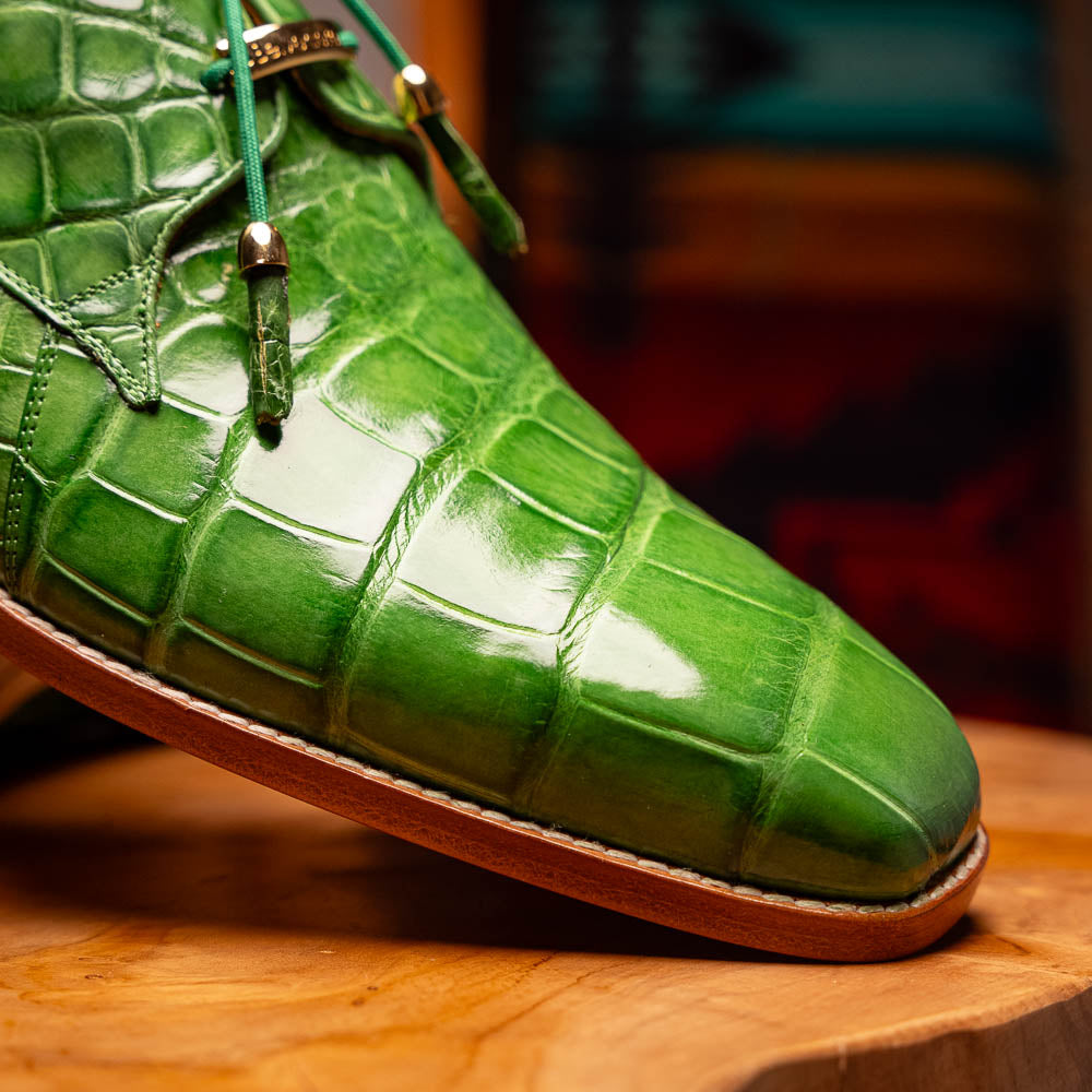 Belvedere Lago Genuine American Alligator Shoes Pistacchio