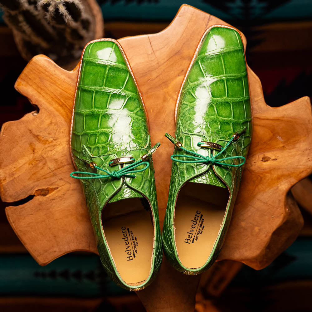 Belvedere Lago Genuine American Alligator Shoes Pistacchio