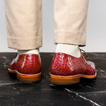 Belvedere Lago Genuine American Alligator Shoes Red