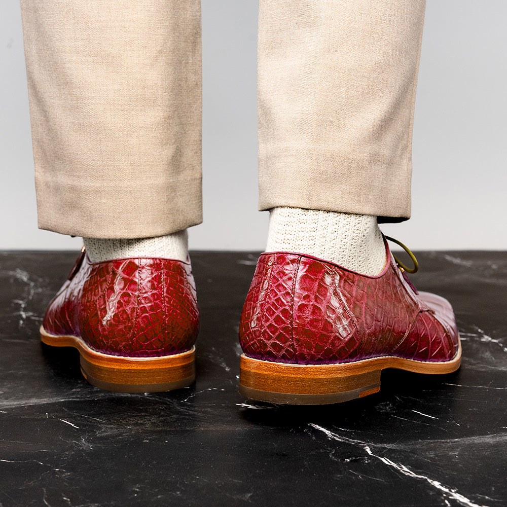 Belvedere Lago Genuine American Alligator Shoes Red