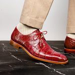 Belvedere Lago Genuine American Alligator Shoes Red